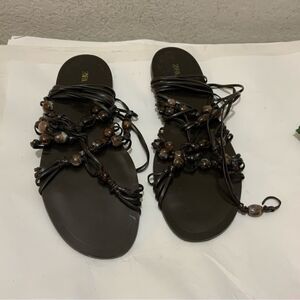 Zara Tied Flat Sandals with Stones size 41